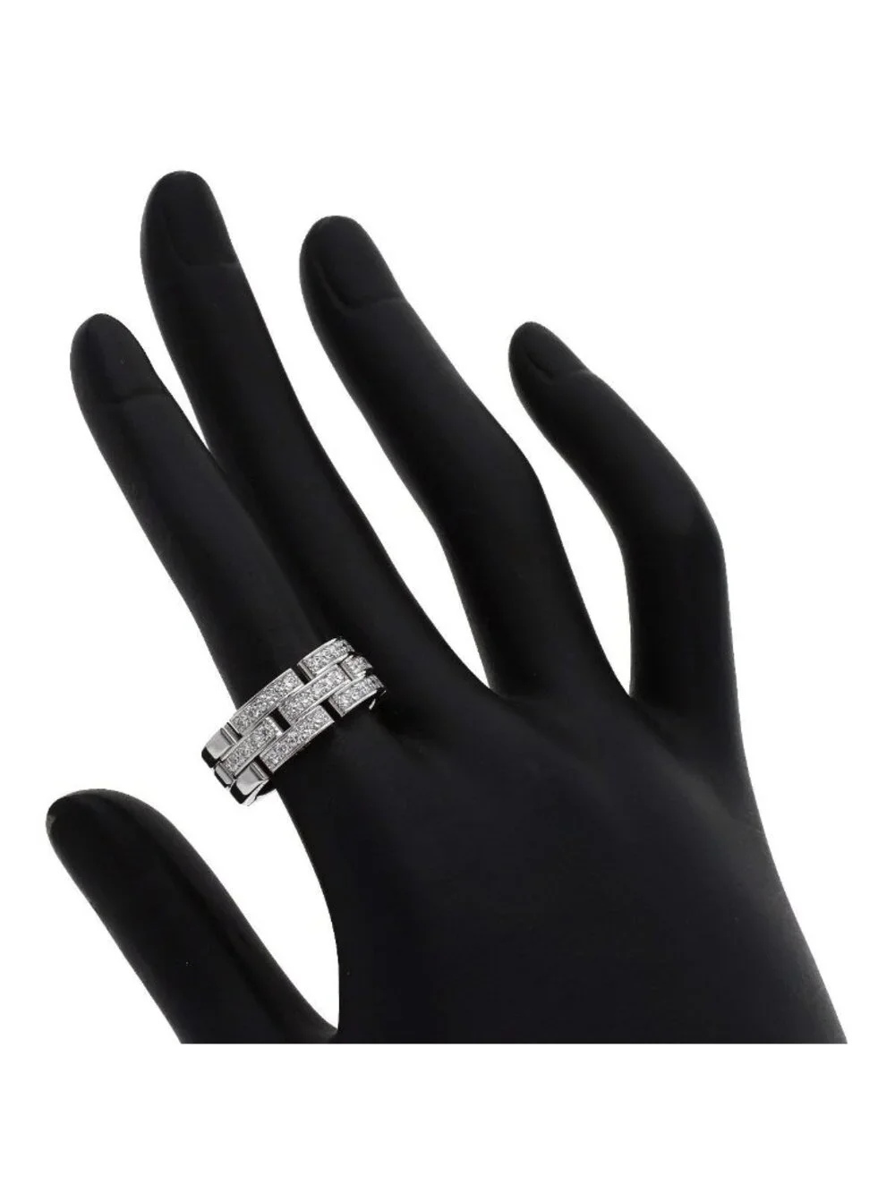 Cartier Maillon Panthere Half Diamond 54 Ring 18k White Gold